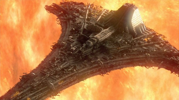 Die beschädigte Destiny, bevor sie in den Stern fällt