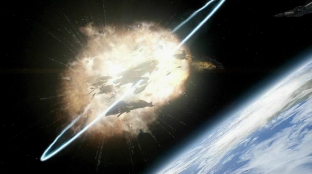Die Phönix zerstört sich selbst und nimmt drei Basisschiffe mit sich Animation