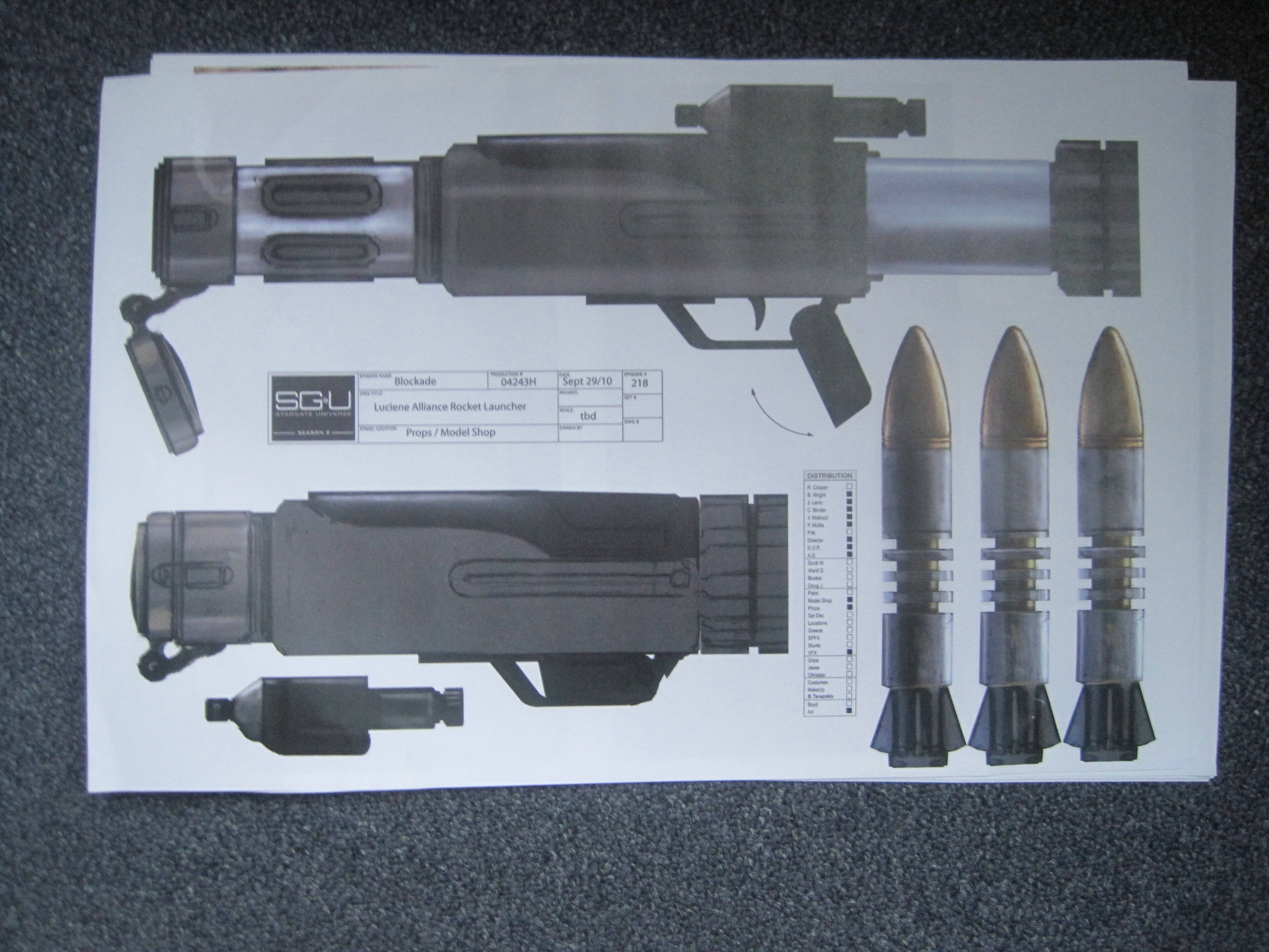 Produktionsskizze von Varros Waffe