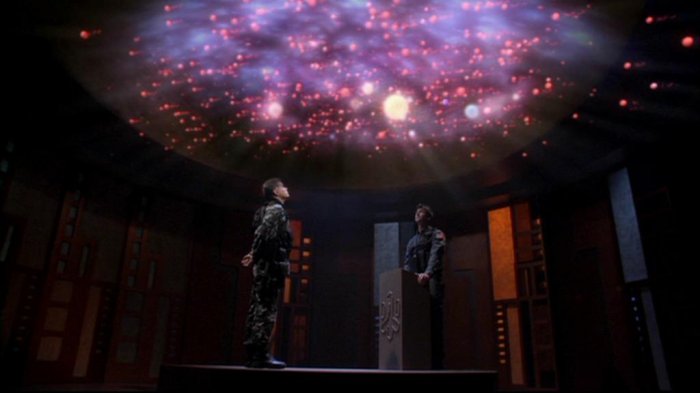 Eine holografische Karte im Hologrammraum
