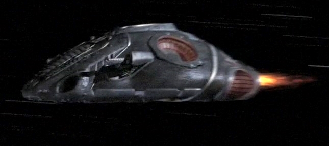 Abfangjäger der Aliens von der Seite.