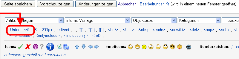 Der Unterschrift-Button in der Box