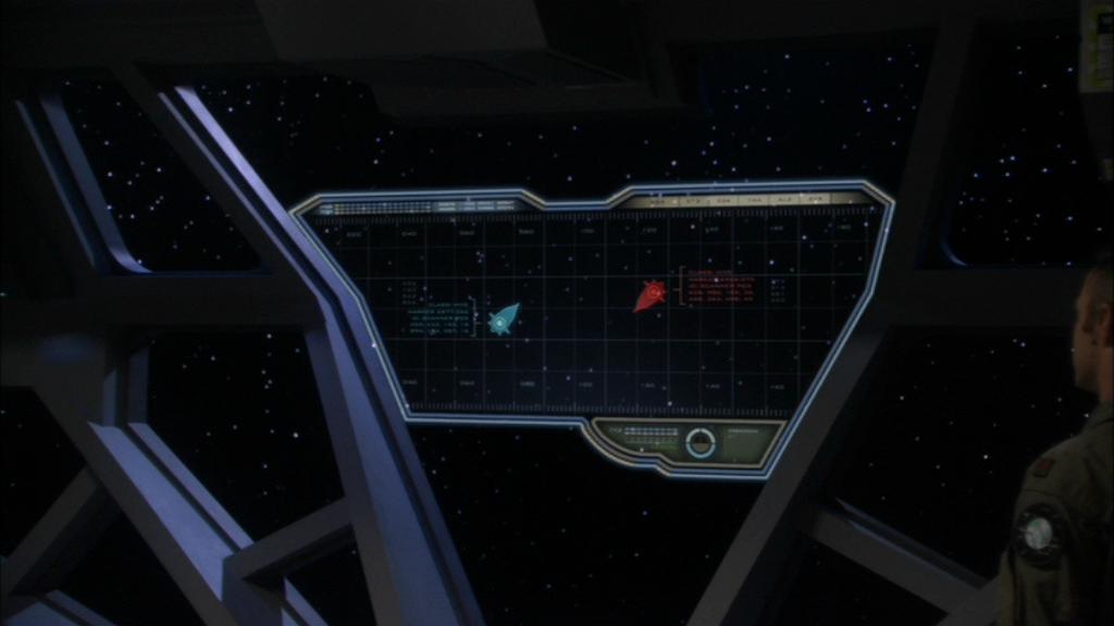 Ein Head-up-Display auf der Brücke der Daedalus