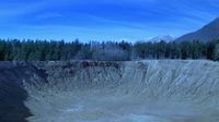 Ein Krater, wo vorher das Basisschiff war