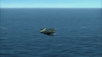 Ein Jumper taucht ins Wasser ein.
