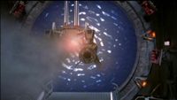 Eine Rakete wird durchs Stargate geschossen.