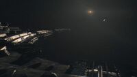 Die Destiny im Anflug auf das System
