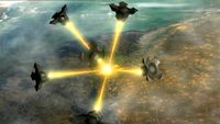 Sechs AG-3s bündeln ihre Strahlen, ...