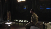 Greer in seinem Quartier in SGU_01x15SGU 1x15 Verloren